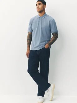 Poloshirts*Next Staalblauw - Normale Pasvorm - Piqué poloshirt met korte mouwen