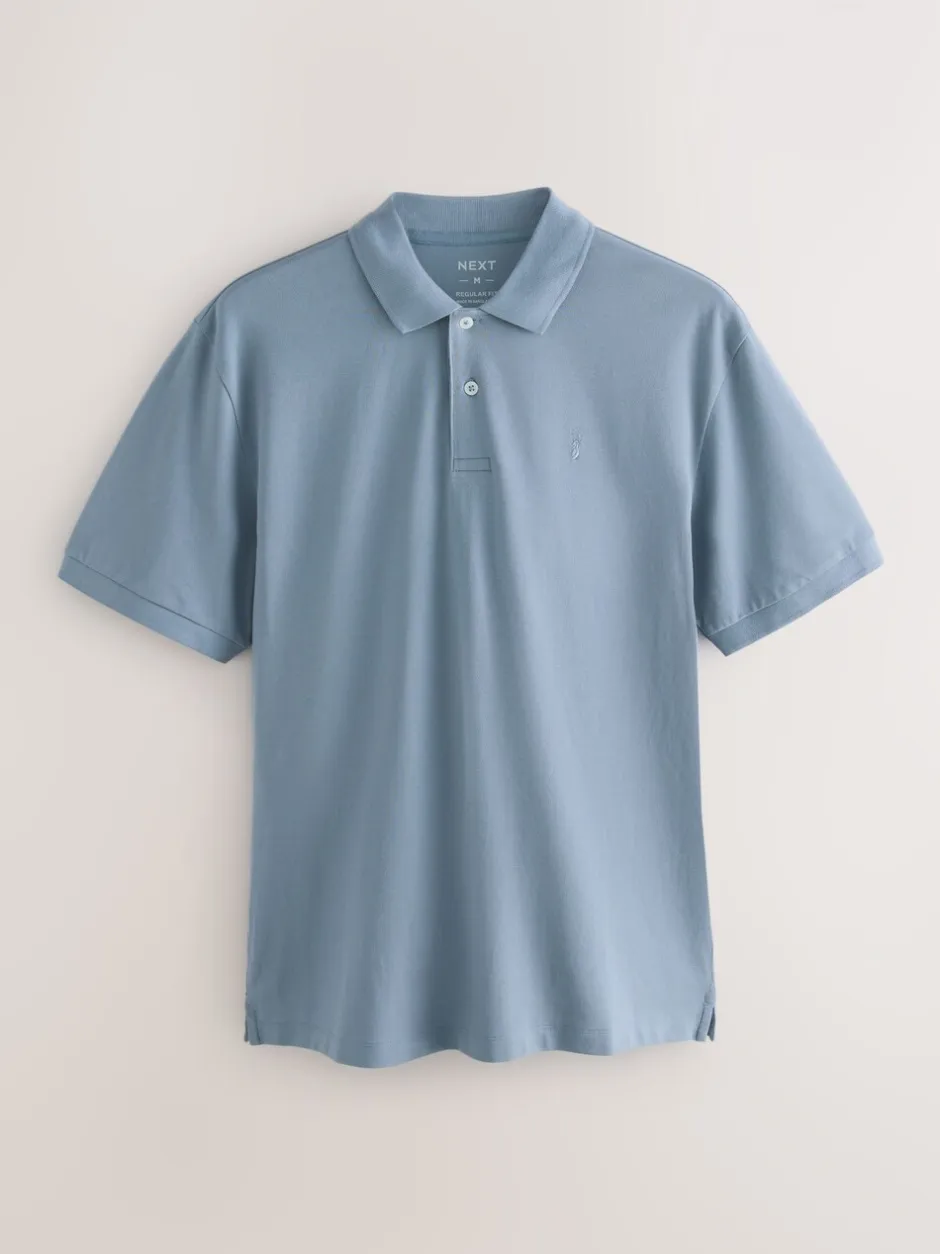 Poloshirts*Next Staalblauw - Normale Pasvorm - Piqué poloshirt met korte mouwen