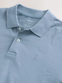 Poloshirts*Next Staalblauw - Normale Pasvorm - Piqué poloshirt met korte mouwen