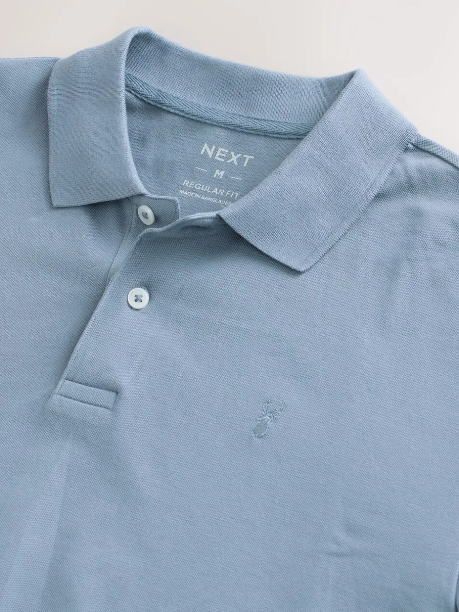 Poloshirts*Next Staalblauw - Normale Pasvorm - Piqué poloshirt met korte mouwen