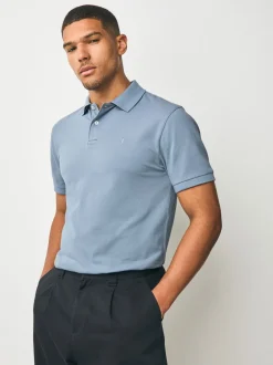 Poloshirts*Next Staalblauw - Slim Fit - Piqué poloshirt met korte mouwen