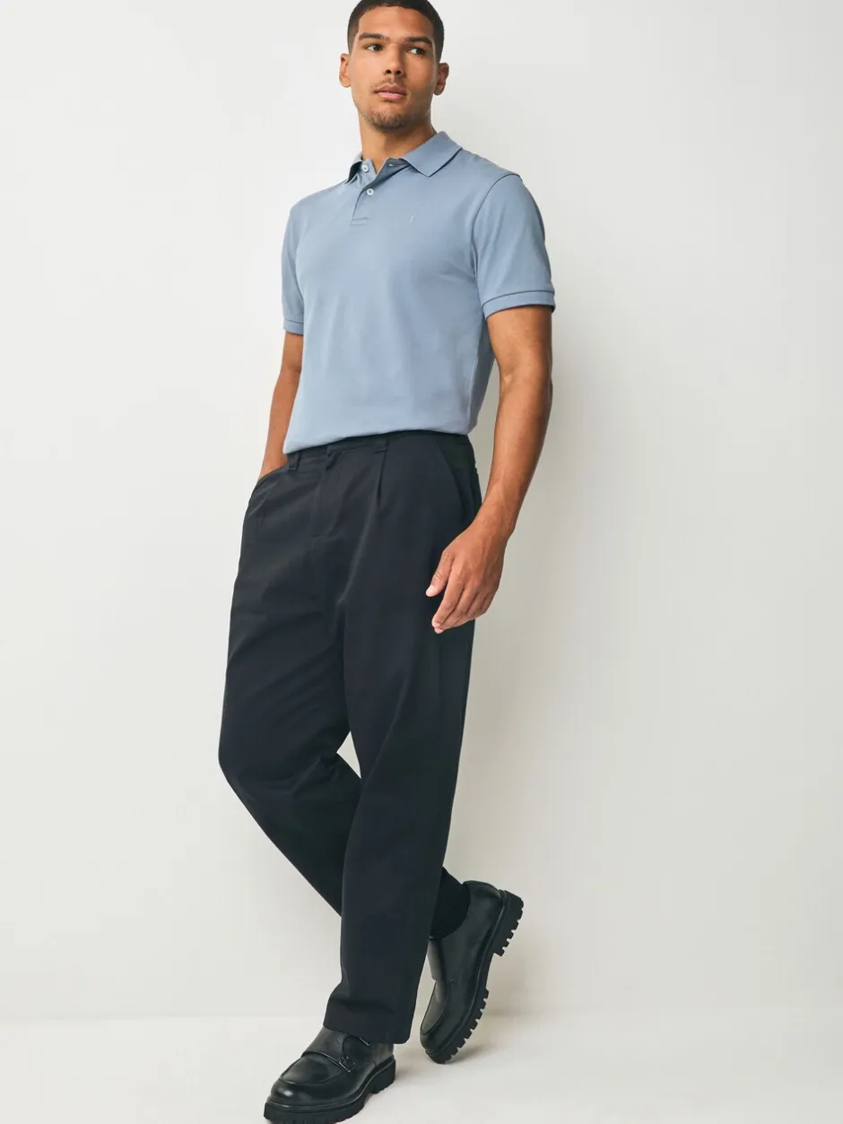 Poloshirts*Next Staalblauw - Slim Fit - Piqué poloshirt met korte mouwen