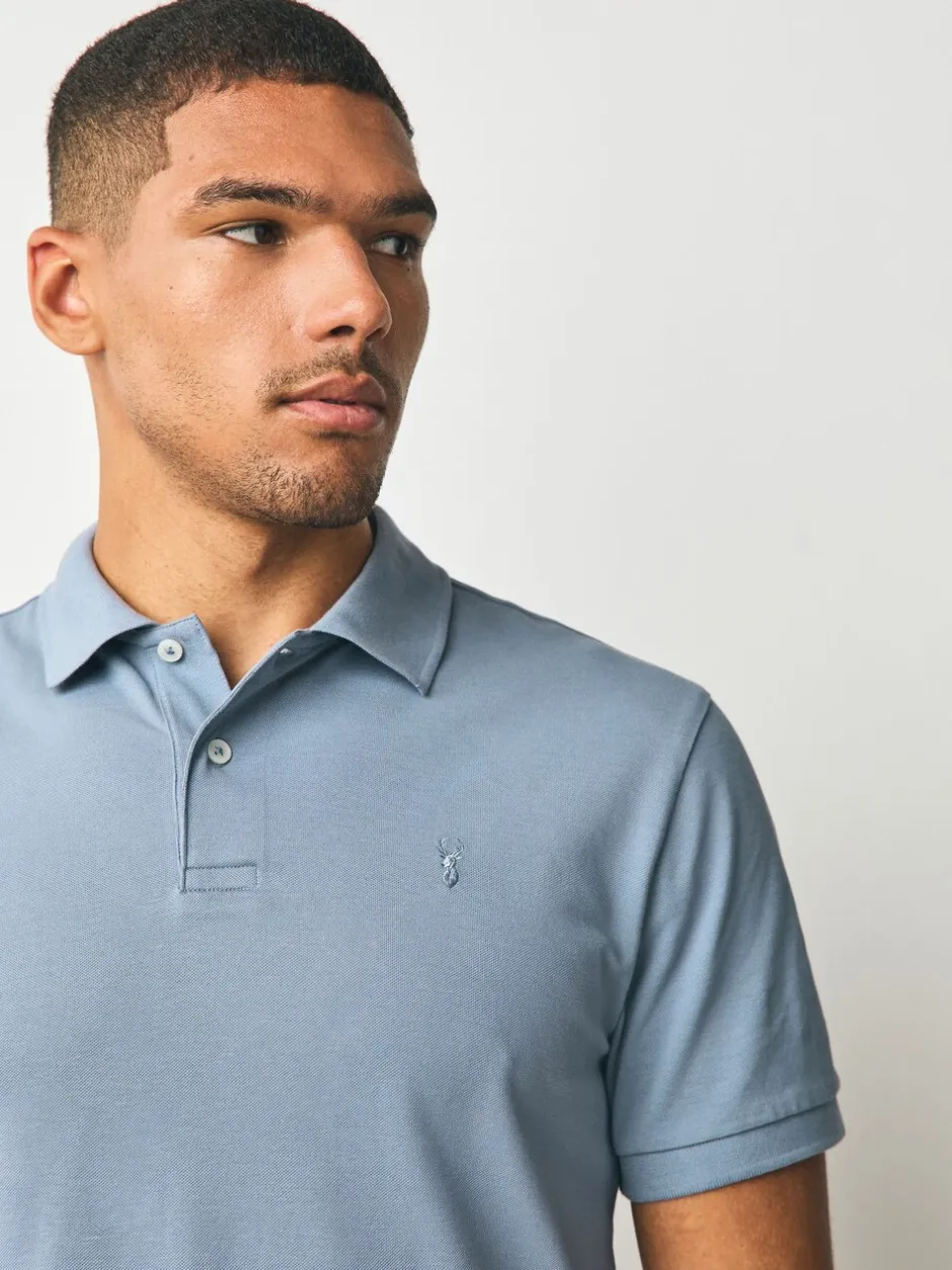 Poloshirts*Next Staalblauw - Slim Fit - Piqué poloshirt met korte mouwen