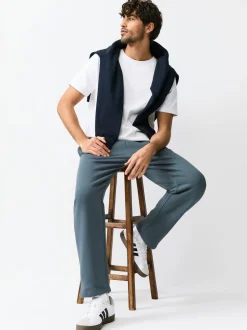 Joggingbroeken|Next Staalblauw - Straight fit - Relaxed Fit Brushback Heavyweight Joggers
