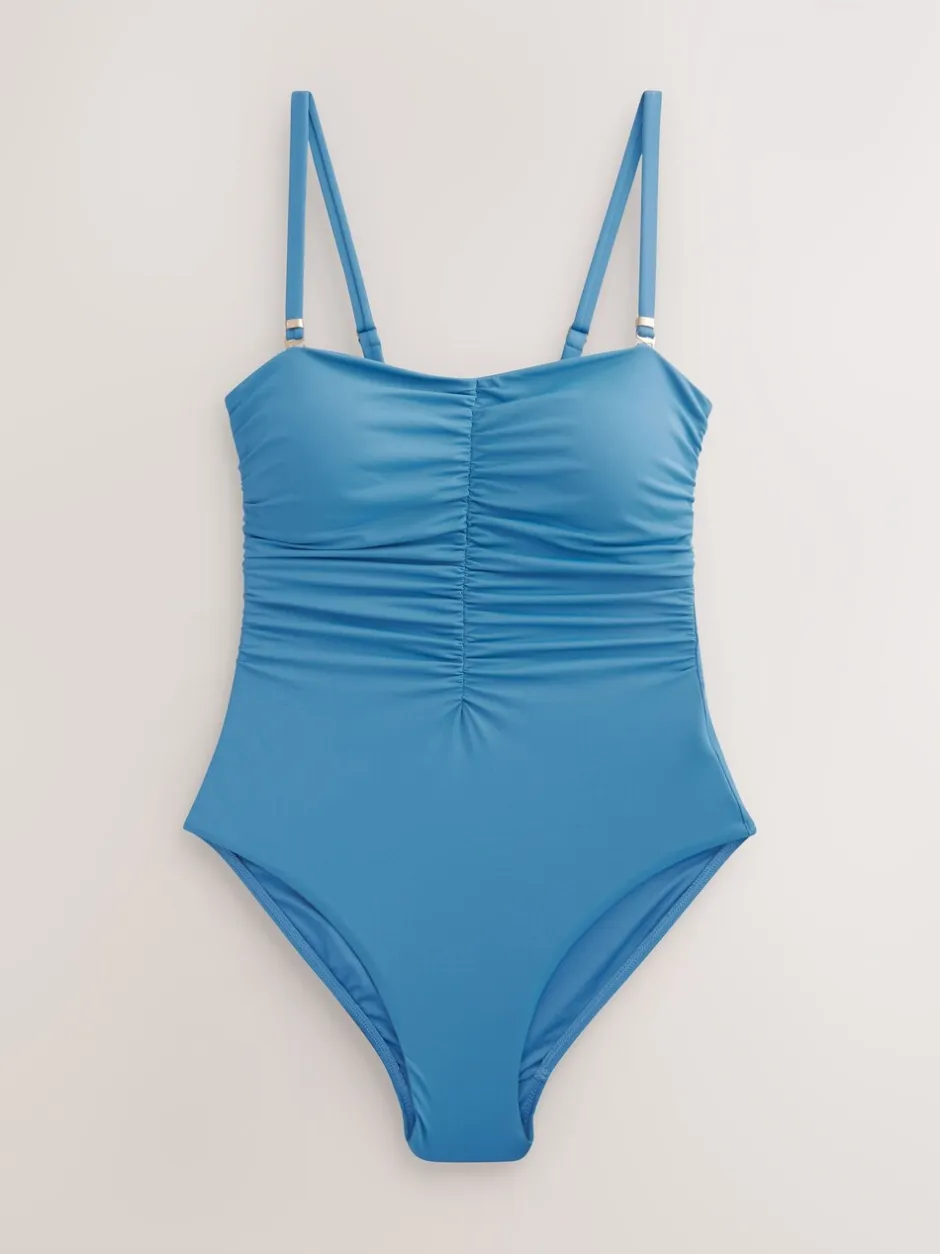 Badkleding*Next Staalblauw - Vormgevend bandeaubadpak met buikcorrectie