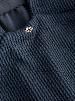 Badkleding|Next - Buikbedekkend badpak met ruime ronde hals Staalblauw gegolfd