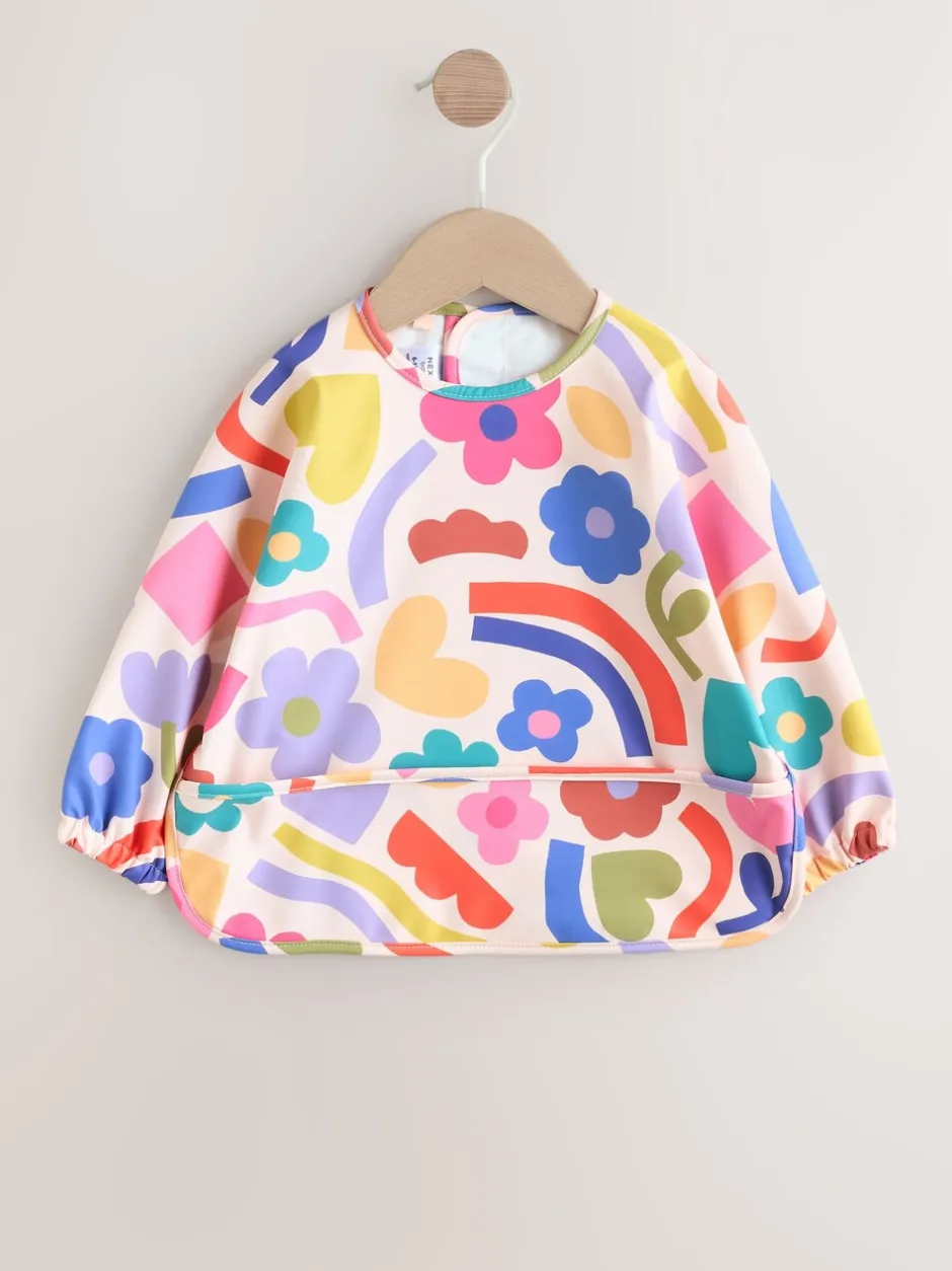 Slabbetjes|Next Stampy Bloemenprint - Slabbetje met mouwen voor spenen en voeden