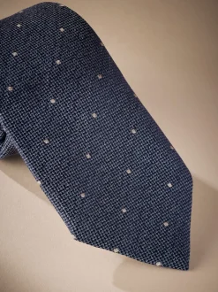 Stropdassen En Pochets*Next - Signature Made In Italy Polka Dot Tie Steel Blue/Neutral Brown