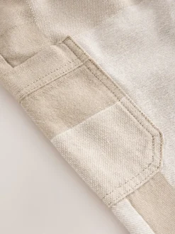 Jeans En Joggingbroeken|Jeans|Next - 100% katoenen cargobroek met wijde pijpen en elastische taille (3mnd-7jr) Steenkleurig patchwork