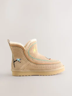 Boots|Never Fully Dressed - Suede Leather Boots Stone Embroidery