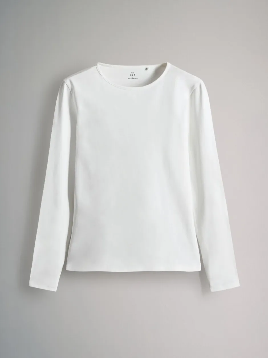 Tops En T-Shirts*The Set - - 7 T-shirts met lange mouwen en ronde hals Strepen/Zwart/Grijs/Wit