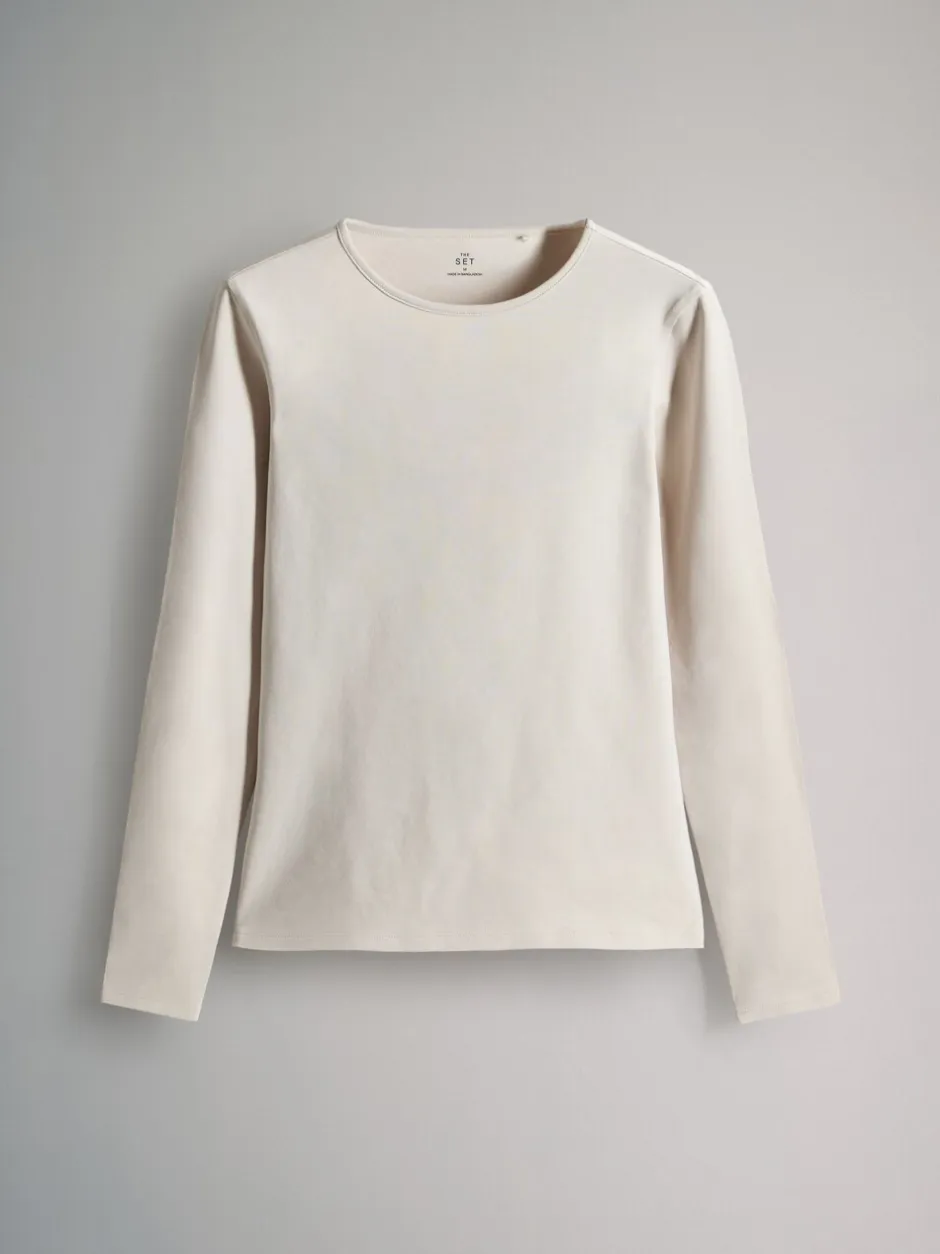 Tops En T-Shirts*The Set - - 7 T-shirts met lange mouwen en ronde hals Strepen/Zwart/Grijs/Wit