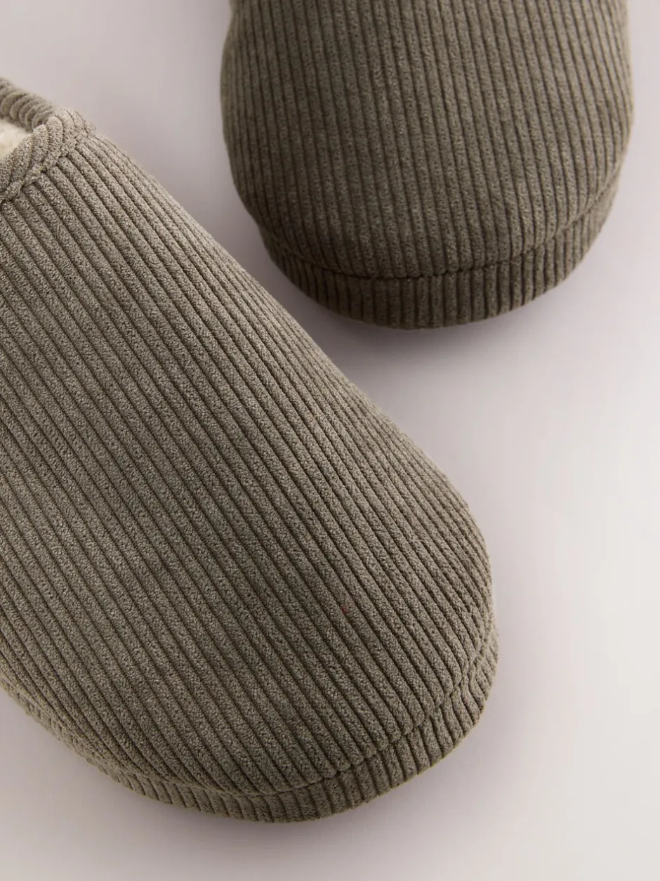 Pantoffels|Loungewear*Next - Corduroy pantoffelmuiltjes Taupe