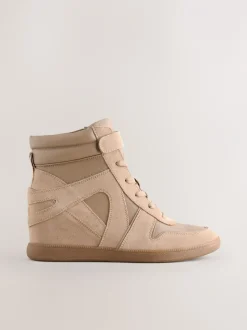 Sneakers|Next - Forever Comfort® sneakers met sleehak en veters Taupe