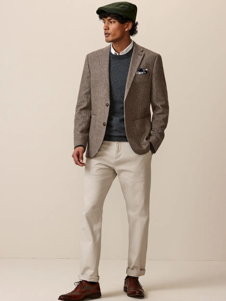 Blazers En Business-Jasjes|Next - Normale Pasvorm - Blazer met visgraatmotief en hoog wolgehalte Taupe