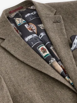 Blazers En Business-Jasjes|Next - Normale Pasvorm - Blazer met visgraatmotief en hoog wolgehalte Taupe