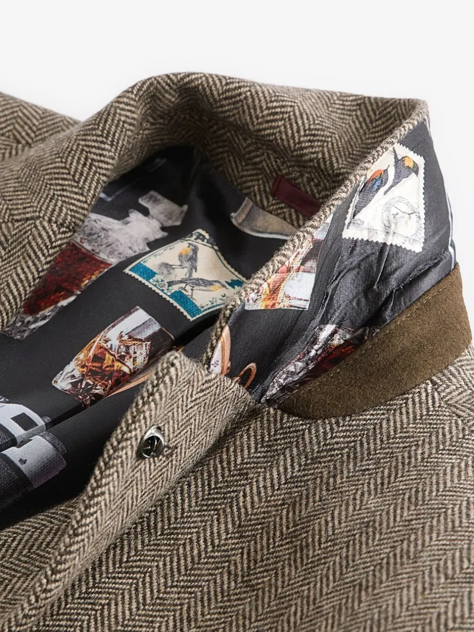 Blazers En Business-Jasjes|Next - Normale Pasvorm - Blazer met visgraatmotief en hoog wolgehalte Taupe