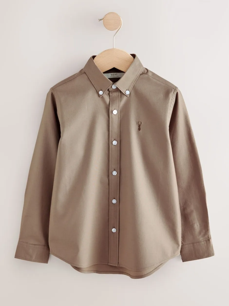 Shirts*Next Taupe - Oxford overhemd (3-16 jr)