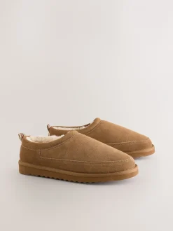Pantoffels|Loungewear*Next - Signature Suede Faux Fur Lined Slippers Taupe