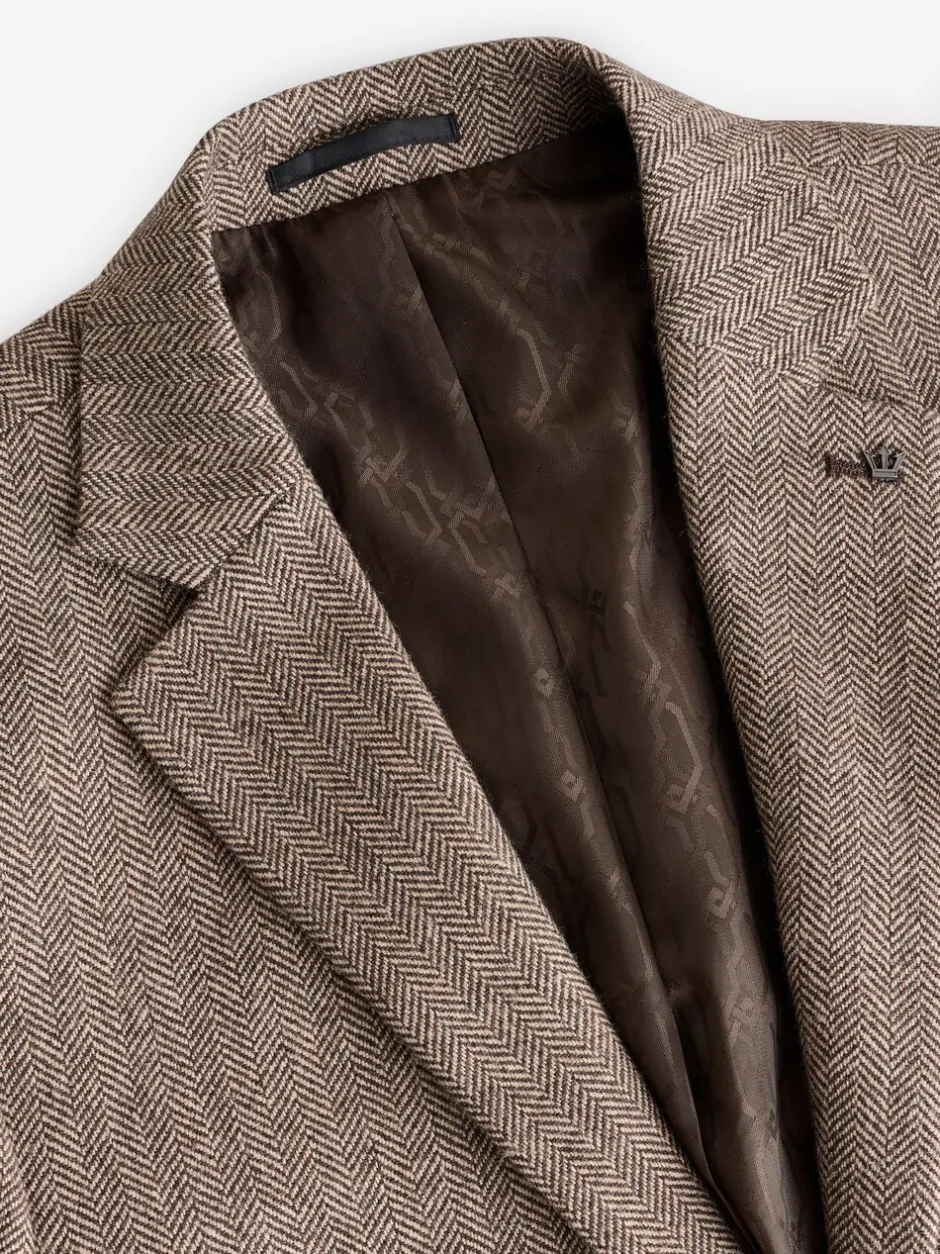 Blazers En Business-Jasjes*Next - Slim Fit - Blazer met visgraatmotief en hoog wolgehalte Taupe