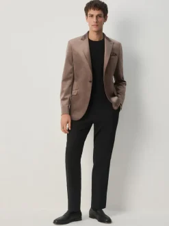 Blazers En Business-Jasjes|Smokings En Feestkleding*Next - Slim Fit - Velvet blazer met zelfrevers Taupe