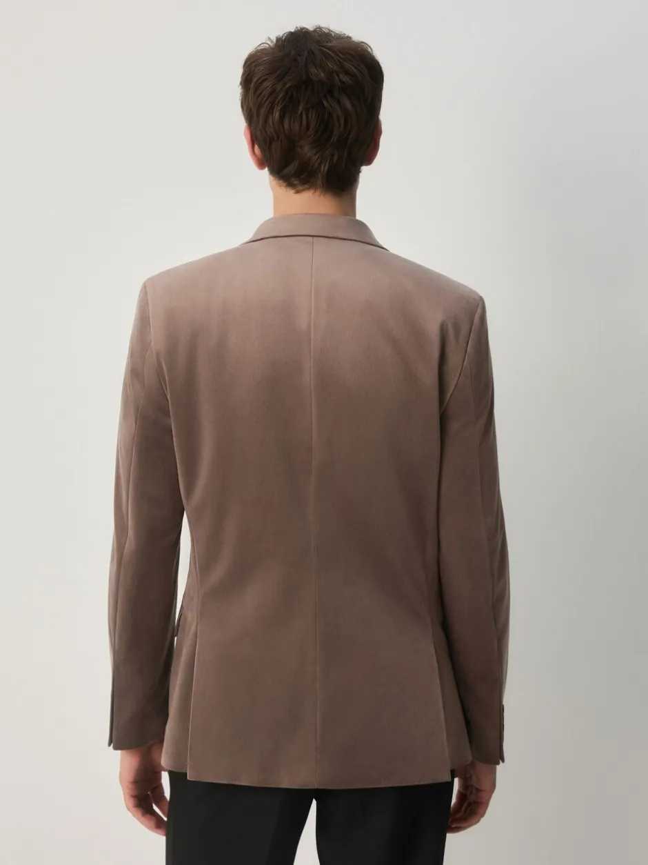 Blazers En Business-Jasjes|Smokings En Feestkleding*Next - Slim Fit - Velvet blazer met zelfrevers Taupe