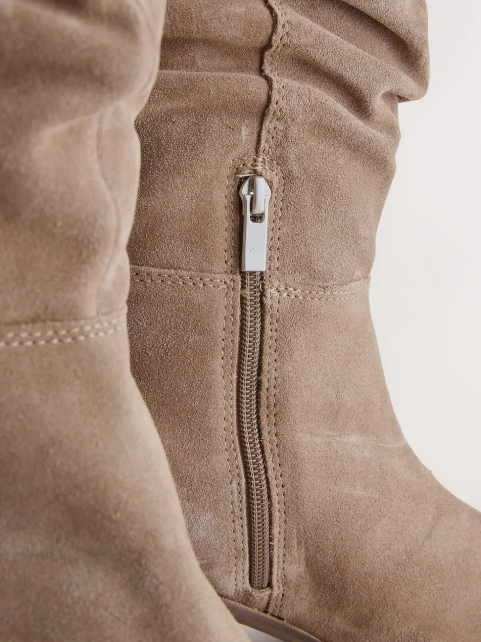 Ruimvallend En Extraruimvallend|Boots|Next - Forever Comfort® Slouchy Knee High Block Heeled Boots Taupe Brown Suede