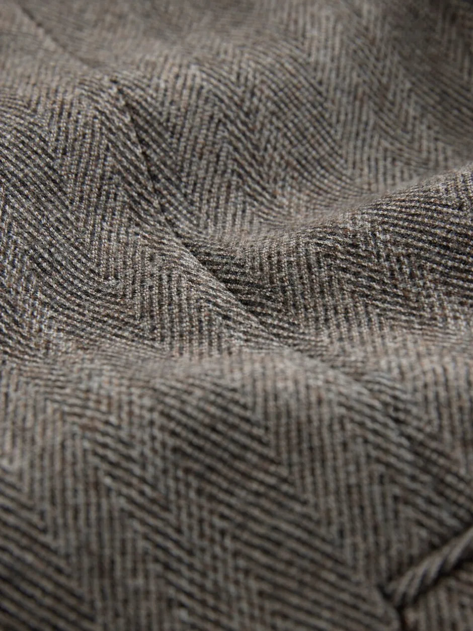 Pakken*Next Taupe bruin - Double Breasted Signature Marzotto 100% Italian Wool Herringbone Suit Jacket