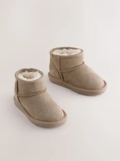 Boots|Next - Laarzen van suède met warme voering Taupe bruin
