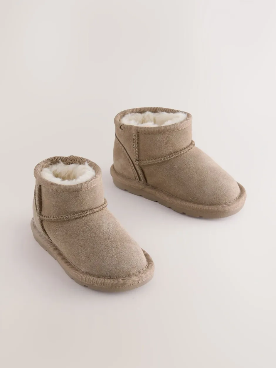 Boots|Next - Laarzen van suède met warme voering Taupe bruin
