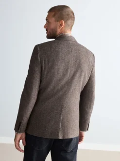 Blazers En Business-Jasjes*Next - Normale Pasvorm - Signature Nova Fides Blazer van wolblend met visgraatmotief Taupe bruin