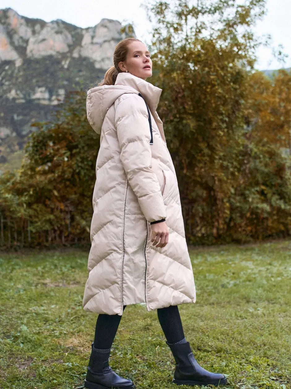 Jassen En Jacks|Moederschap*Seraphine - Lange 3-In-1 Zwangerschaps- en Draagjas Puffa Coat Taupe-grijs