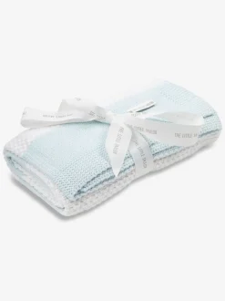 Babyartikelen En Slaapzakken |Kinderbeddengoed|The Little Tailor - grote superzachte gebreide deken met textuur van 100% katoen Blauw