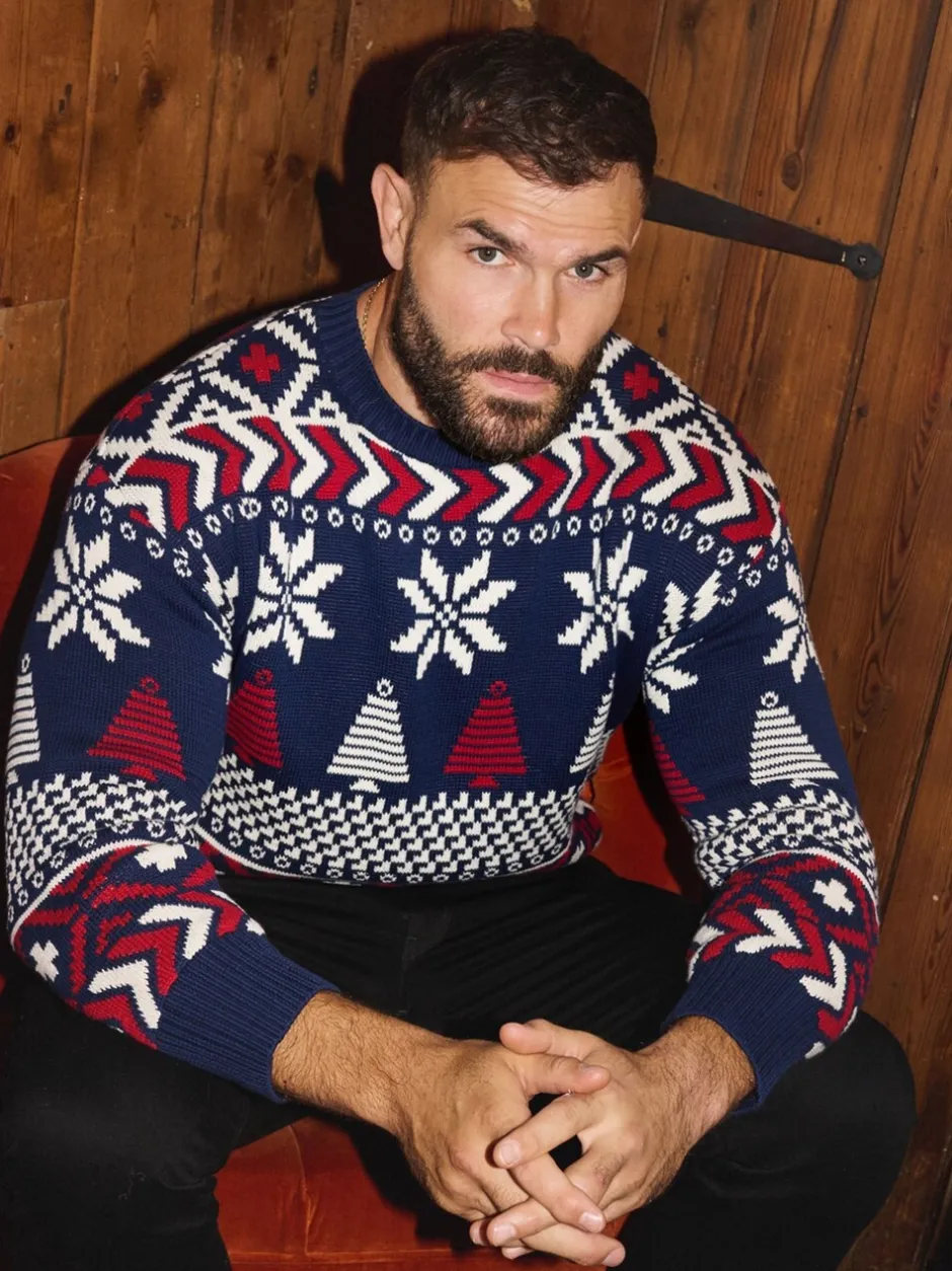 Gebreide Kleding*The Little Tailor Blauwe Kerstmis Multicolour Fairisle Katoenen Trui