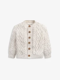 Gebreide Kleding*The Little Tailor Natural Fisherman Cable Knit Cotton Baby Cardigan