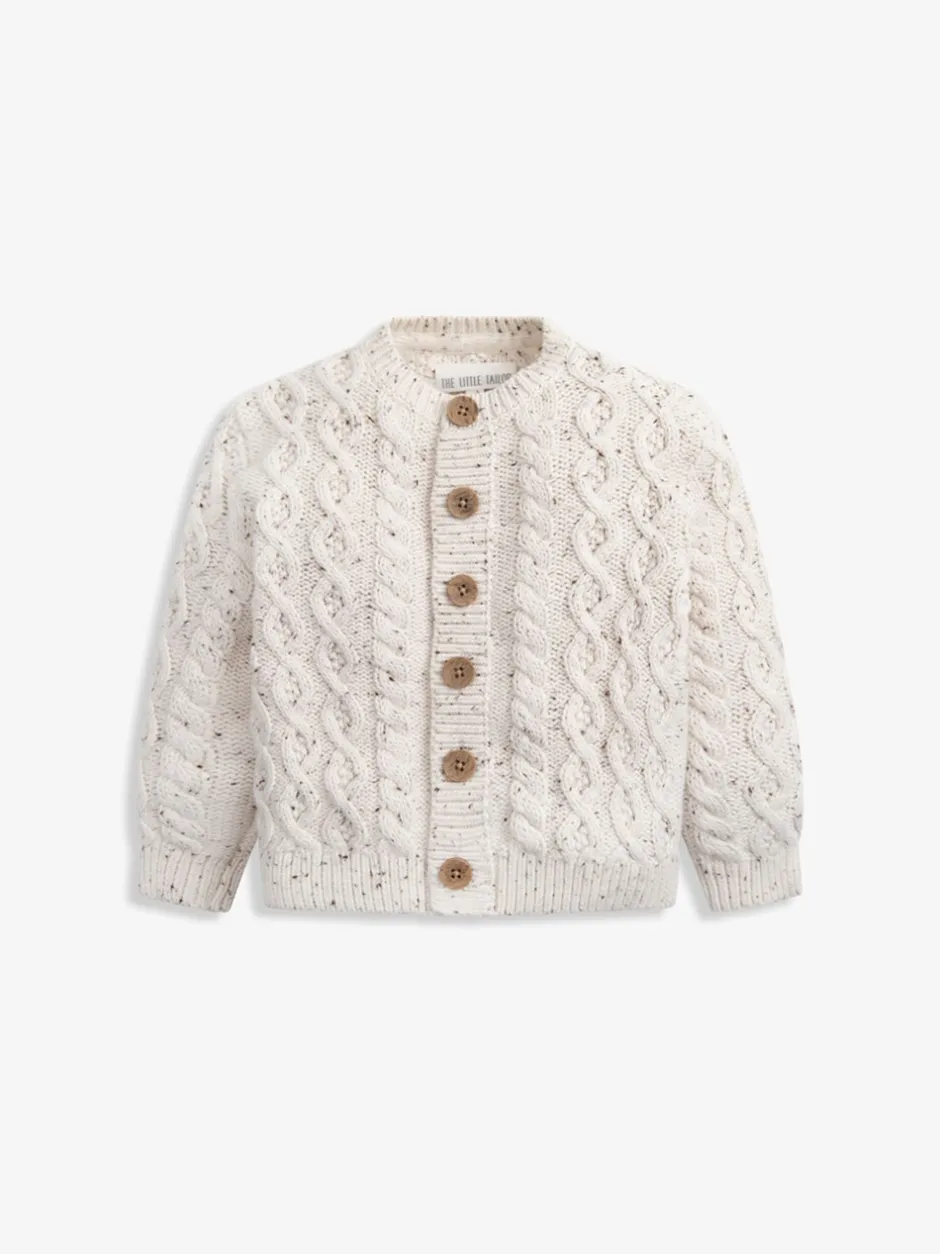 Gebreide Kleding*The Little Tailor Natural Fisherman Cable Knit Cotton Baby Cardigan