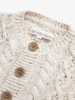 Gebreide Kleding*The Little Tailor Natural Fisherman Cable Knit Cotton Baby Cardigan