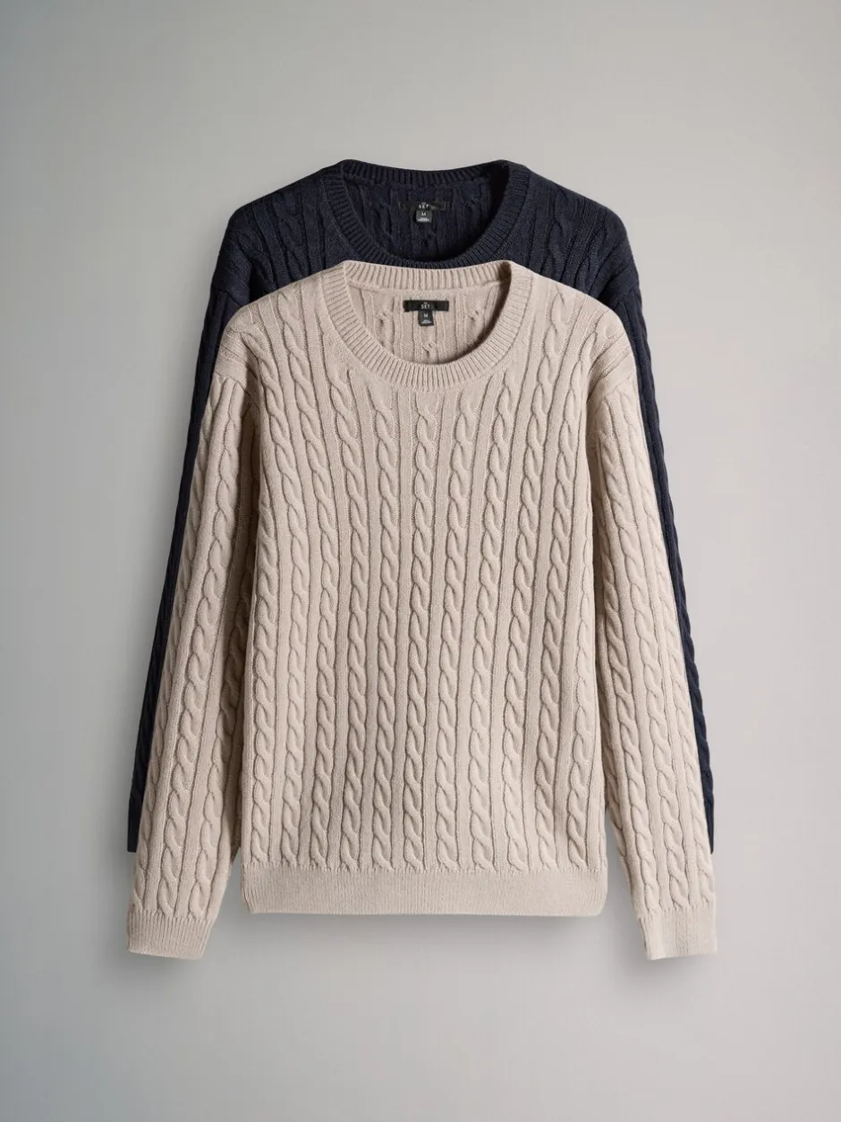 Gebreide Kleding*The Set 2 Pack Cable Knit Jumpers with Wool