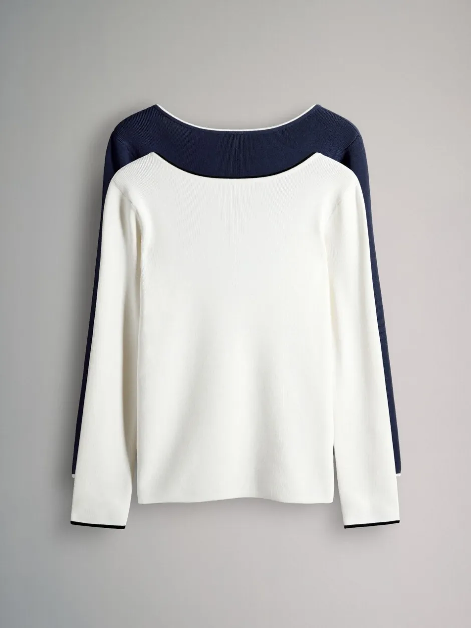 Gebreide Kleding*The Set 2 Pack gebreide tops met afgebiesde lage ronde rug