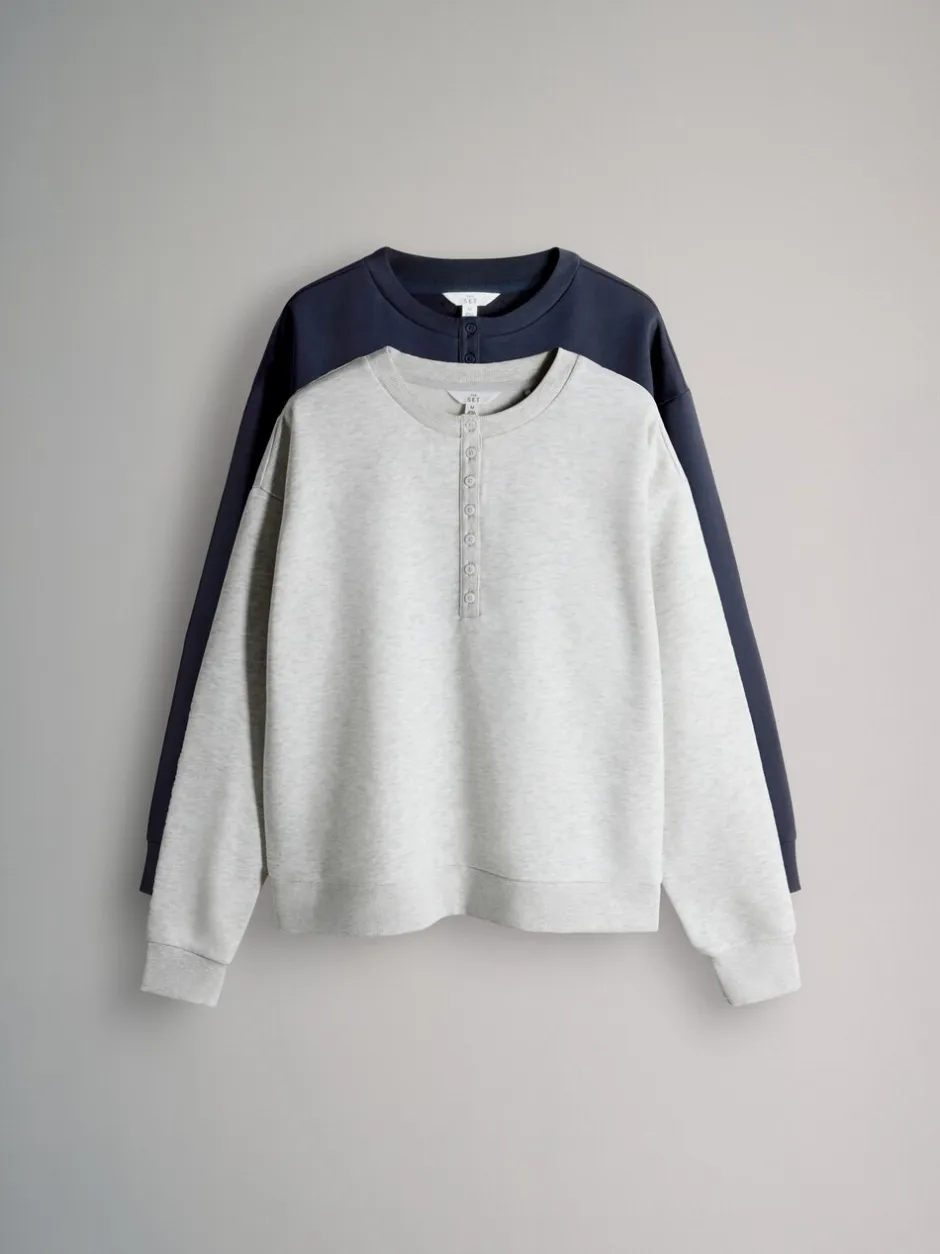 Hoody's En Sweatshirts|The Set 2 Pack Henley Sweatshirts