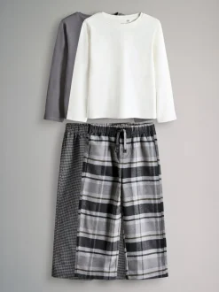 Pyjama's|The Set 2 Pack Long Sleeve Cotton Jersey T-Shirt and Woven Bottom Pyjamas Set
