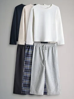 Pyjama's*The Set Long Sleeve Cotton Jersey T-Shirt and Woven Bottom Pyjamas Set