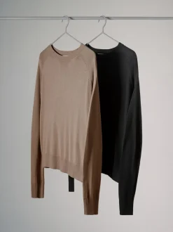 Gebreide Kleding|The Set verpakking van 2 fijngebreide truien met ronde hals