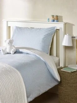 Merkbeddengoed*The White Company 100% Cotton Dusty Star Gingham Double Fitted Sheet