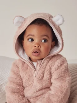 Rompertjes En Tuinbroeken*The White Company - Roze fleece rompertje