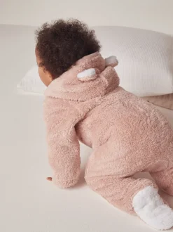 Rompertjes En Tuinbroeken*The White Company - Roze fleece rompertje