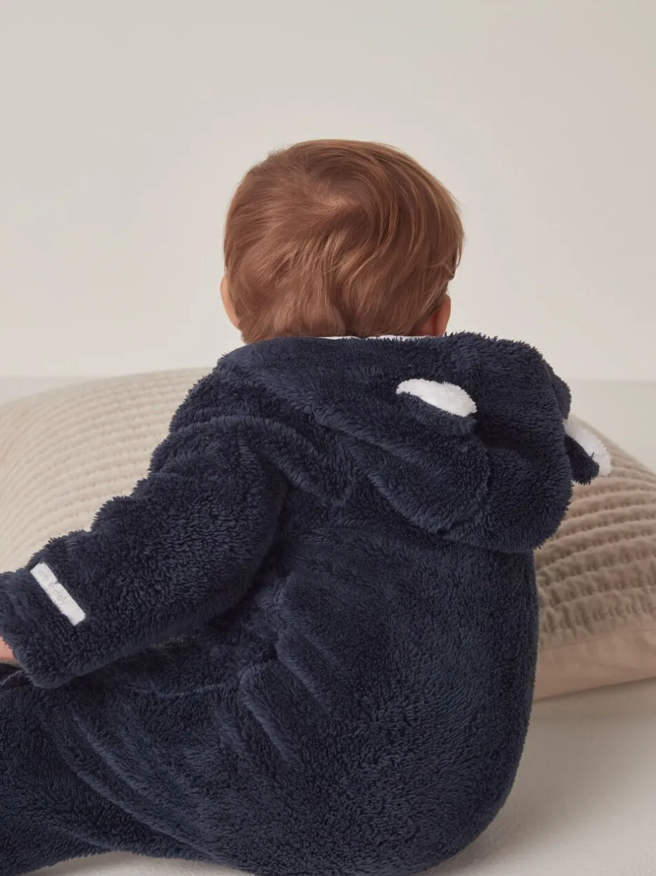 Rompertjes En Tuinbroeken|The White Company marineblauwe romper van fleece