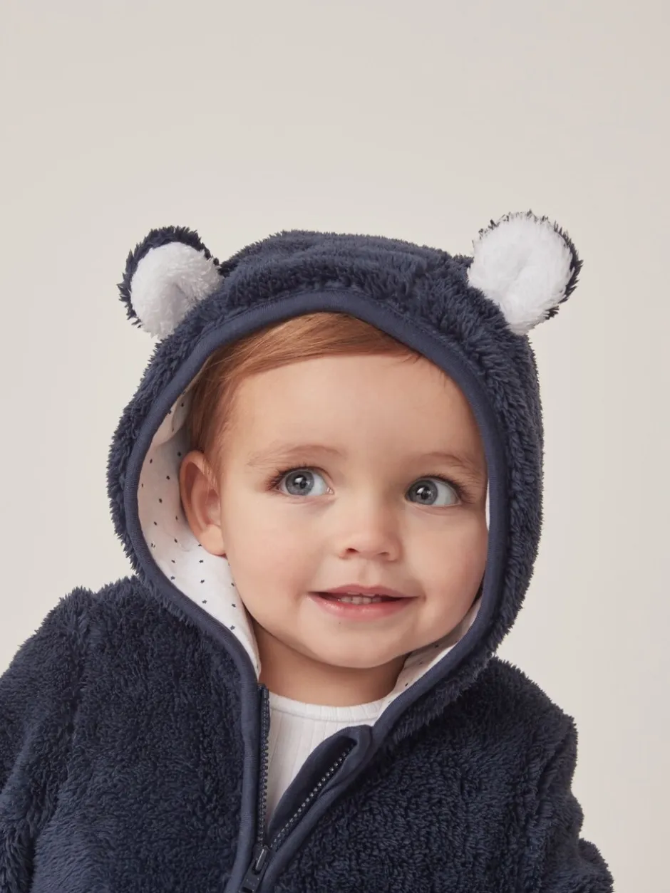 Rompertjes En Tuinbroeken|The White Company marineblauwe romper van fleece