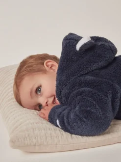 Rompertjes En Tuinbroeken|The White Company marineblauwe romper van fleece