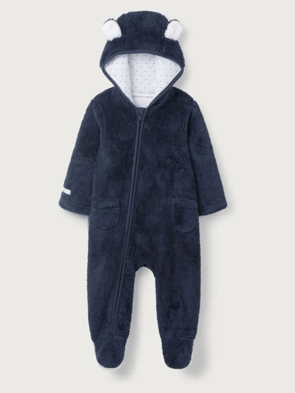 Rompertjes En Tuinbroeken|The White Company marineblauwe romper van fleece